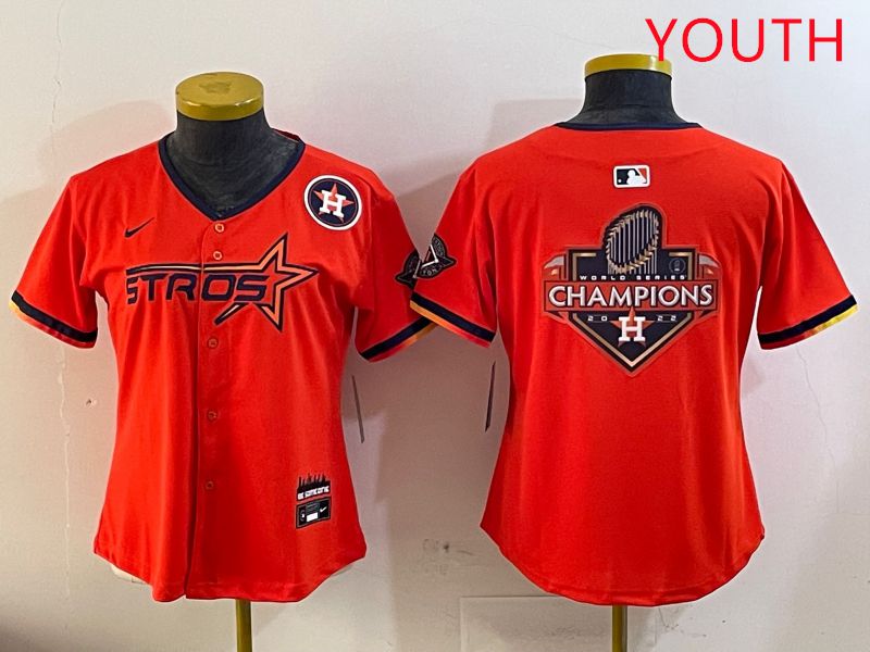 Youth Houston Astros Blank Orange Three generations Joint Name 2025 Nike MLB Jersey style 24